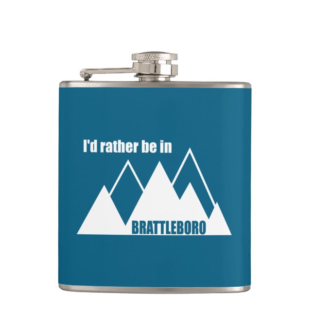 I'd Rather Be In Brattleboro Vermont Mountain Hip Flask (Front)