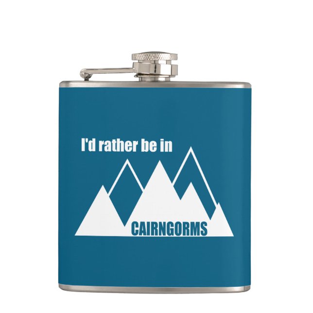 I'd Rather Be In Cairngorms National Park Mountain Hip Flask (Front)