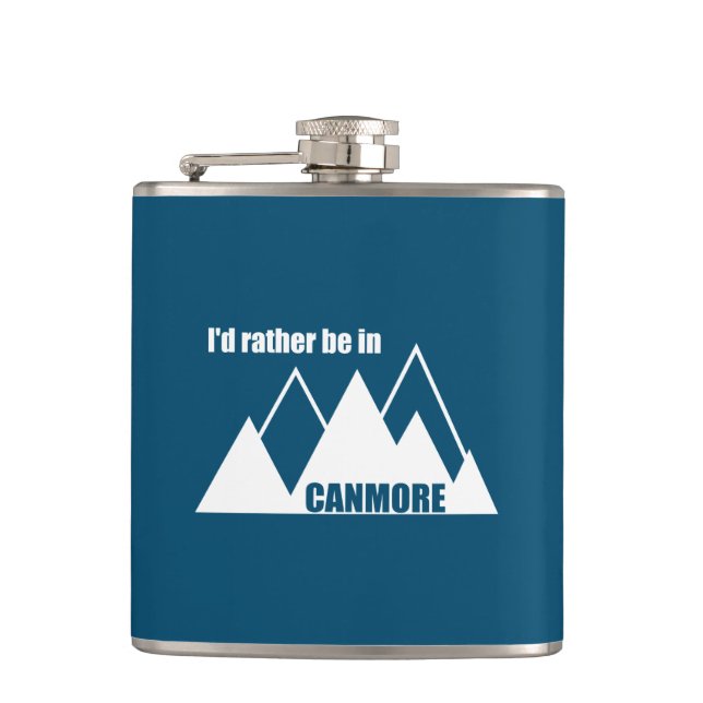 I'd Rather Be In Canmore Mountain Hip Flask (Front)