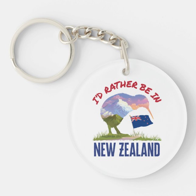 I'd Rather Be in New Zealand Keychain (Front)