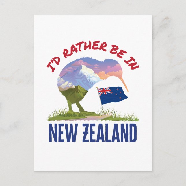 I'd Rather Be in New Zealand Postcard (Front)