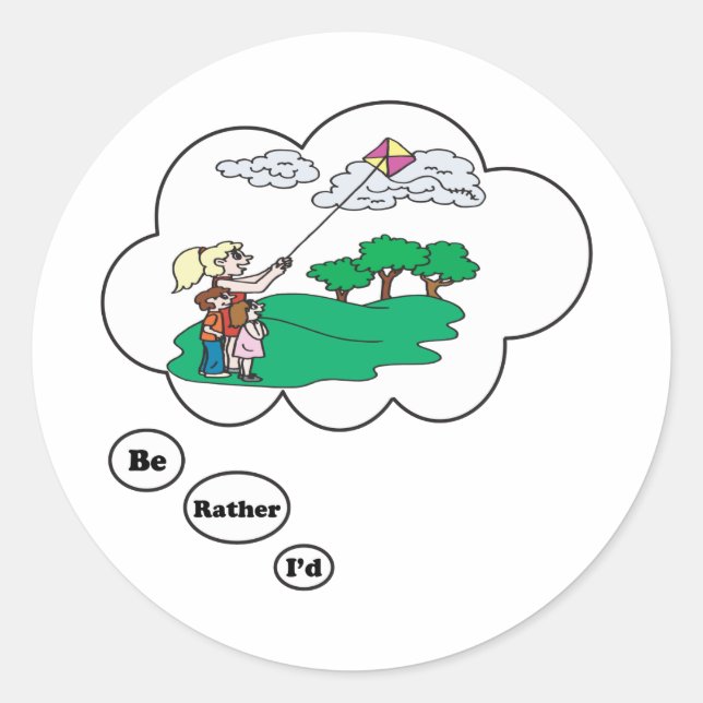 I'd rather be Kite Flying 3 Classic Round Sticker (Front)