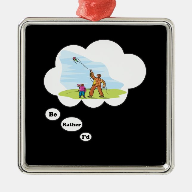 I'd rather be Kite Flying Metal Ornament (Front)
