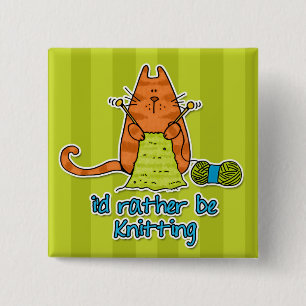 i'd rather be knitting 2 inch square button