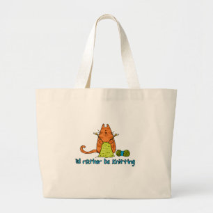 i'd rather be knitting large tote bag