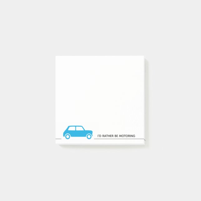 I'd Rather Be Motoring - Mini Cooper - Bright Blue Post-it Notes (Front)