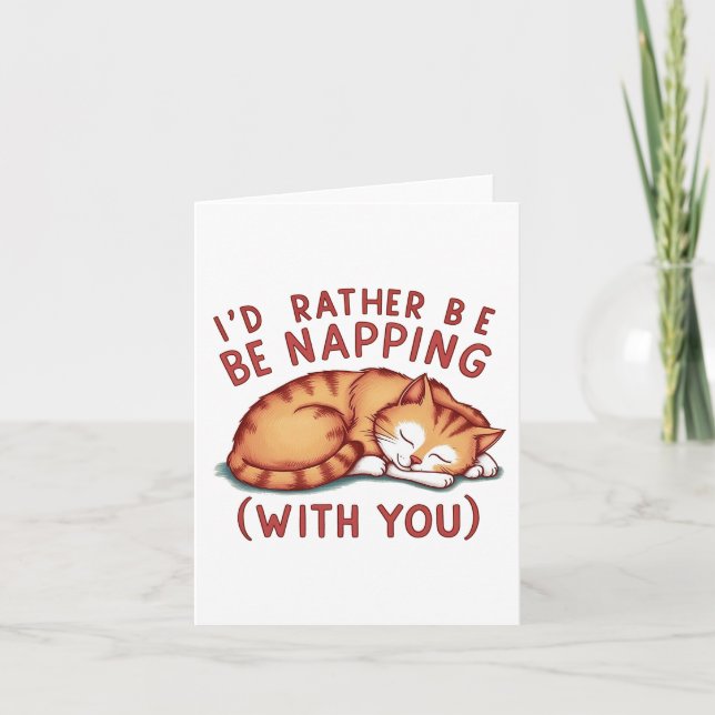 I'd Rather Be Napping (With You) - Ginger Cat Thank You Card (Front)