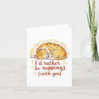 I'd Rather Be Napping With You - Golden Cat Thank You Card