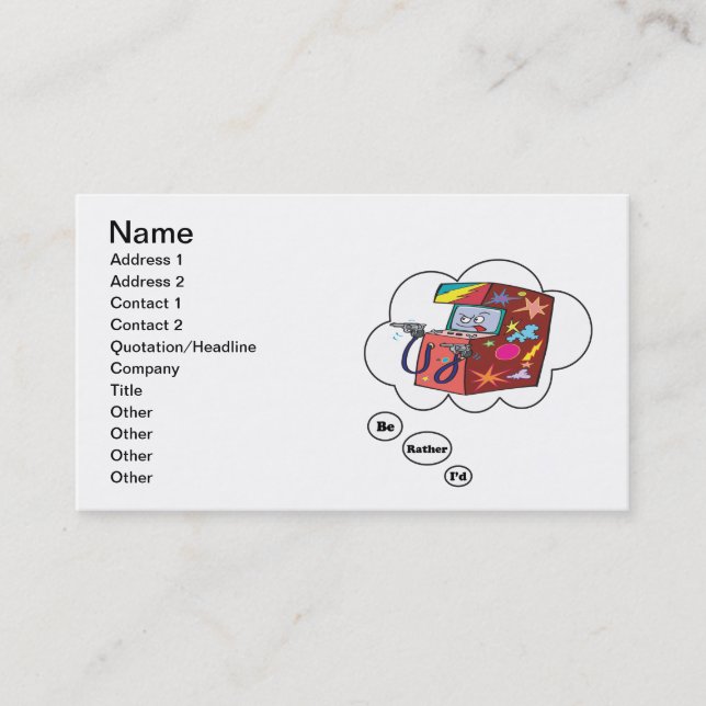 I'd rather be playing Arcade Games Business Card (Front)