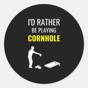 Id Rather Be Playing Cornhole Funny Cornhole Gift Classic Round Sticker