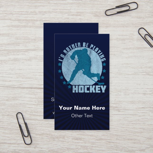 I'd Rather Be Playing Hockey Business Cards (Front/Back In Situ)