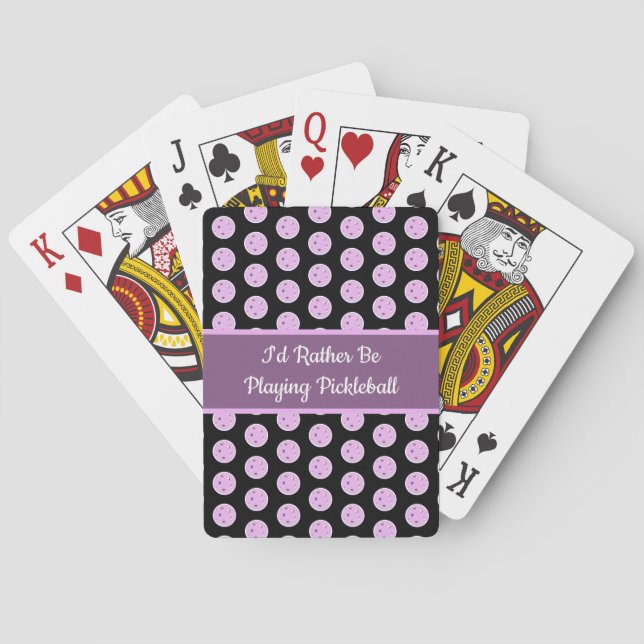I'd Rather Be Playing Pickleball Lilac Pickleballs Playing Cards (Back)