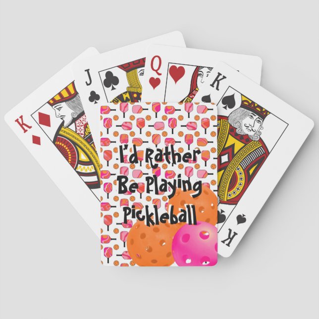 I'd Rather Be Playing Pickleball Pink Orange Swirl Cards (Back)