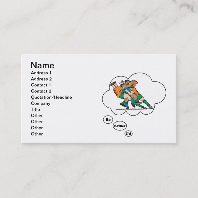 I'd rather be playing Rugby 2 Business Card (Front)