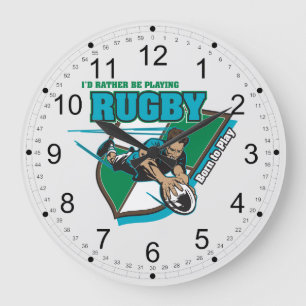 I'd Rather Be Playing Rugby Large Clock