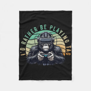 I'd Rather Be Playing Tag Monke Tag Vr Monke Gamer Fleece Blanket