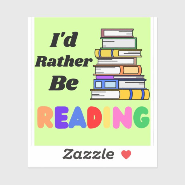 I'd Rather Be Reading Book Stack Green (Sheet)