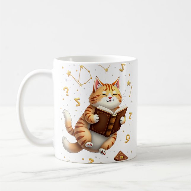 I'd Rather Be Reading Cat Space Booktok Dark Acade Coffee Mug (Left)