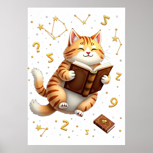 I'd Rather Be Reading Cat Space Booktok Dark Acade Poster (Front)