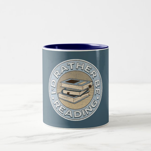 I'd rather be reading Two-Tone coffee mug (Center)