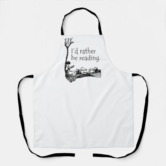 I'd Rather Be Reading with Vintage Illustration Apron (Front)