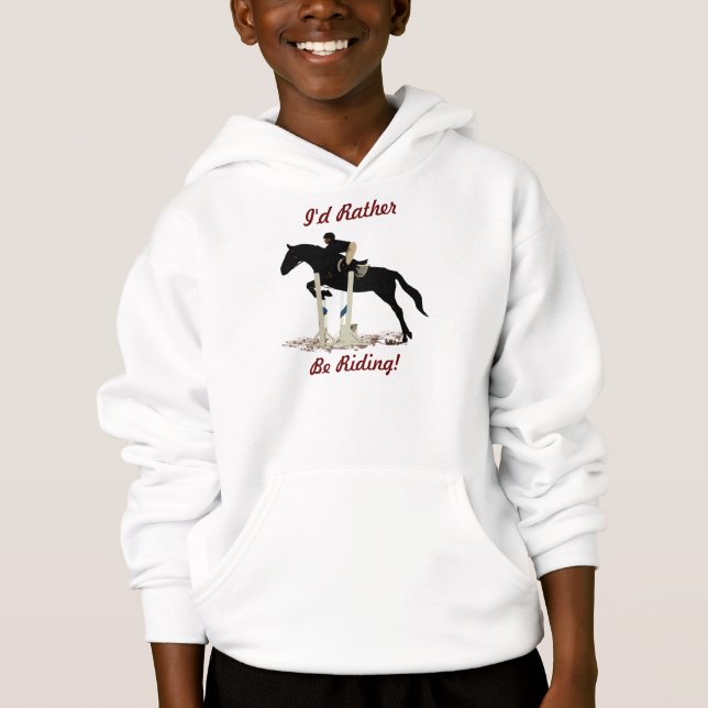 I'd Rather Be Riding! Equestrian Kids Sweatshirt (Front)