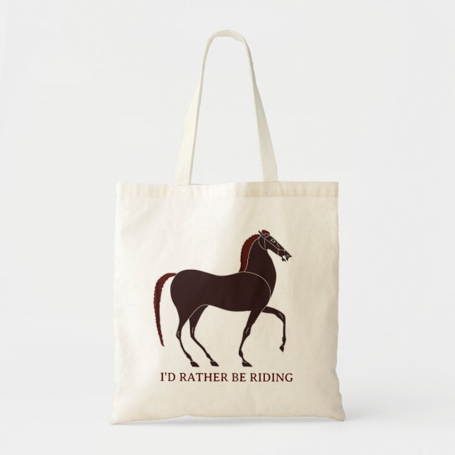 "I'd Rather Be Riding" Horse of Ancient Greek Jar Tote Bag (Front)