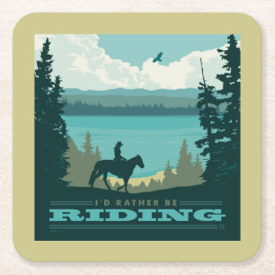 I'd Rather Be Riding Square Paper Coaster