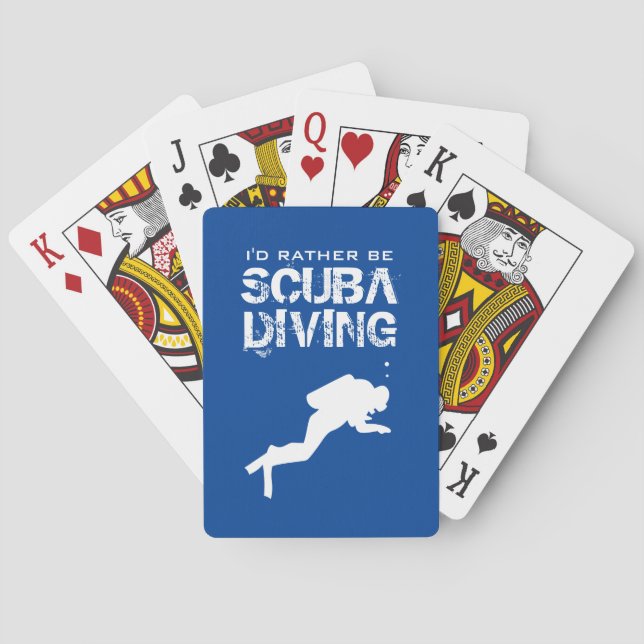 I'd rather be scuba diving funny custom colour playing cards (Back)