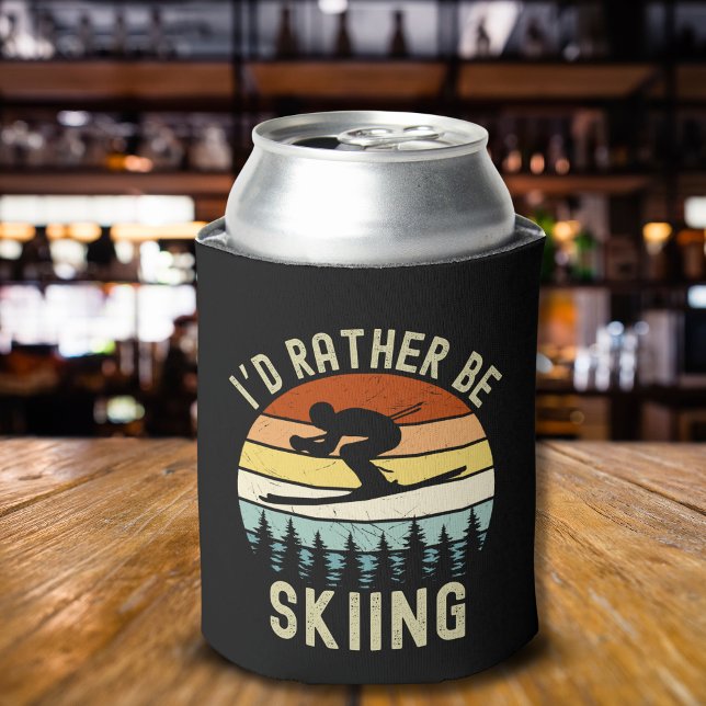 I'd rather be Skiing, Funny skier Can Cooler (Creator Uploaded)