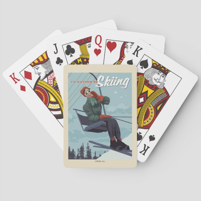 I'd Rather Be Skiing Print Playing Cards (Back)