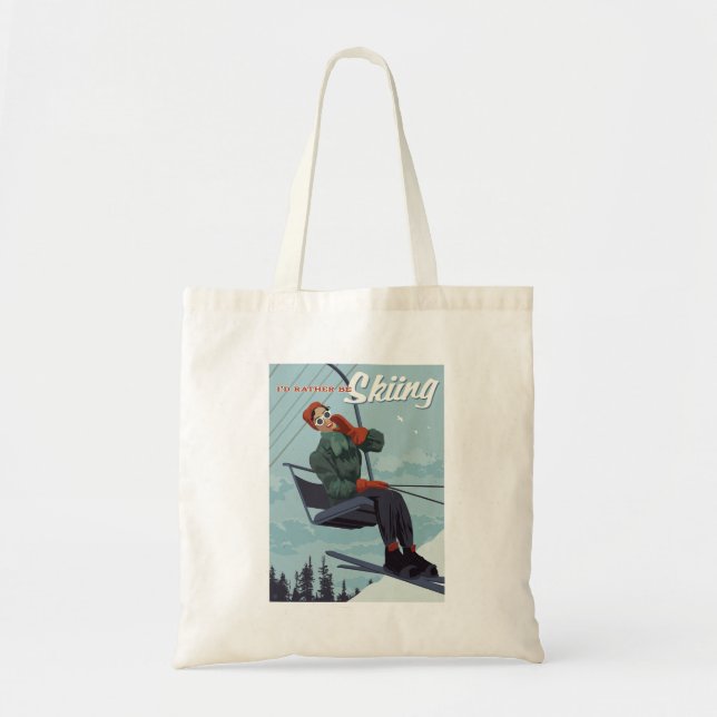 I'd Rather Be Skiing Print Tote Bag (Front)