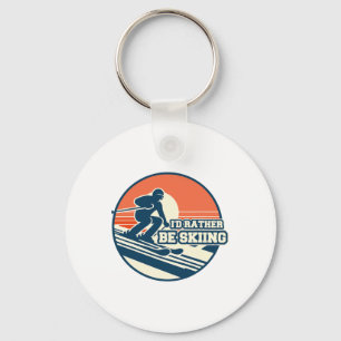I'd Rather Be Skiing Retro Skiing Enthusiast Desig Keychain