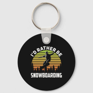 I'd Rather Be Snowboarding Retro Sunset Winter Nov Keychain