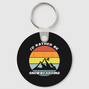 I'd Rather Be Snowboarding Retro Vintage Snowboard Keychain
