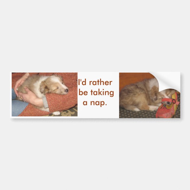 I'd rather be t.aking a nap bumper sticker (Front)