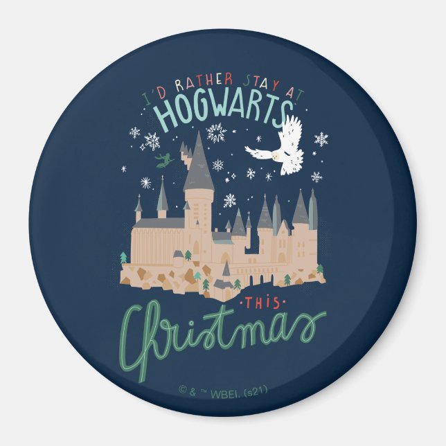 I'd Rather Stay At Hogwarts This Christmas Magnet (Front)