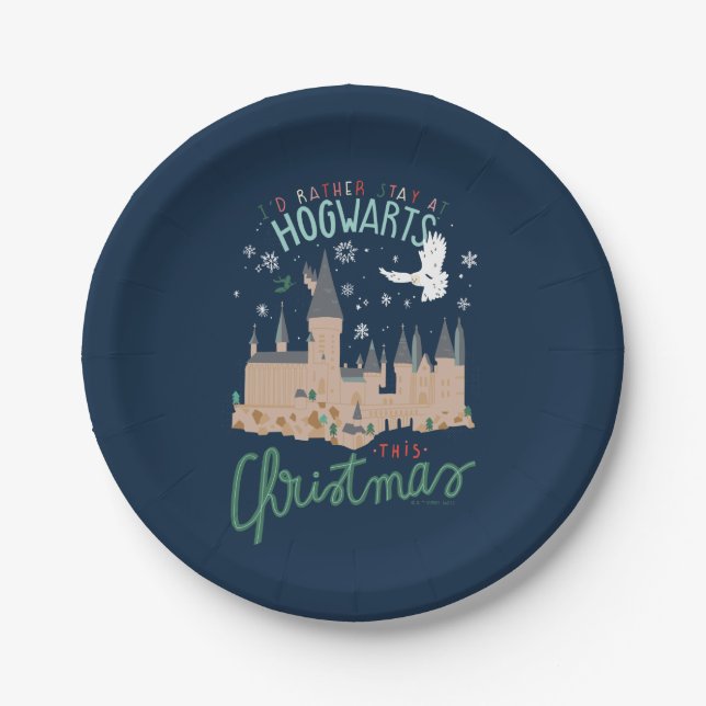 I'd Rather Stay At Hogwarts This Christmas Paper Plate (Front)