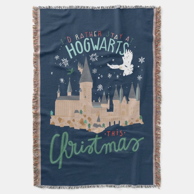 I'd Rather Stay At Hogwarts This Christmas Throw Blanket (Front Vertical)
