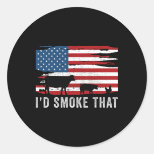 Id Smoke That Barbecue 1 Classic Round Sticker