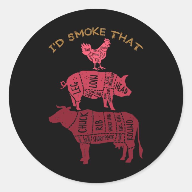 Id Smoke That Barbecue  Classic Round Sticker (Front)