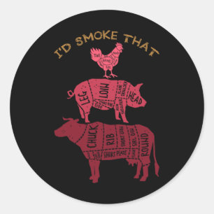 Id Smoke That Barbecue  Classic Round Sticker