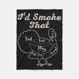 I'd Smoke That Bbq Meat Smoking Barbecue Smoker Tu Fleece Blanket