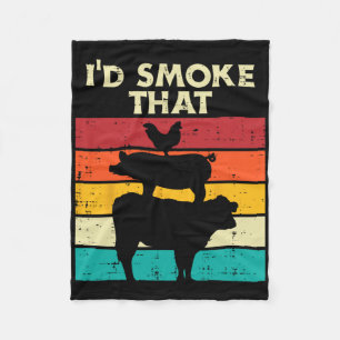 Id Smoke That Chicken Pork Beef Retro Meat Smoking Fleece Blanket