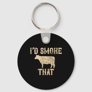 I'd Smoke That Cow Bbq Grilling Gift Keychain