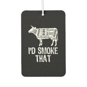 Id Smoke That Cow BBQ Smoking Grilling Barbecue Air Freshener