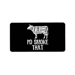 Id Smoke That Cow BBQ Smoking Grilling Barbecue Label
