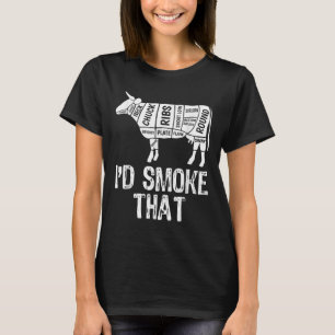 Id Smoke That Cow Bbq Smoking Grilling Barbecue Me T-Shirt