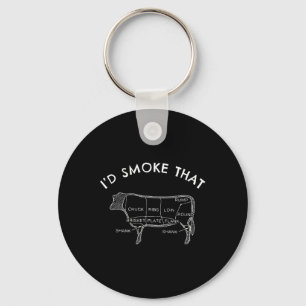 I'd Smoke That Cow Funny Smoking Bbq Grilling Gift Keychain