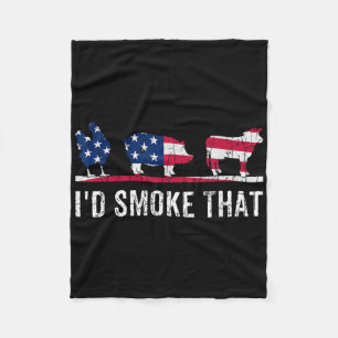 Id Smoke That Funny Barbeque Grilled Bbq Meat Love Fleece Blanket